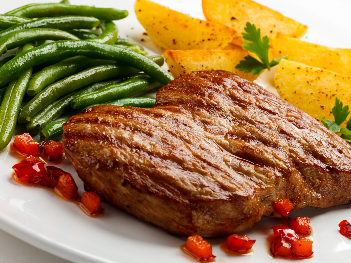 Обои Steak and potatoes 1152x864