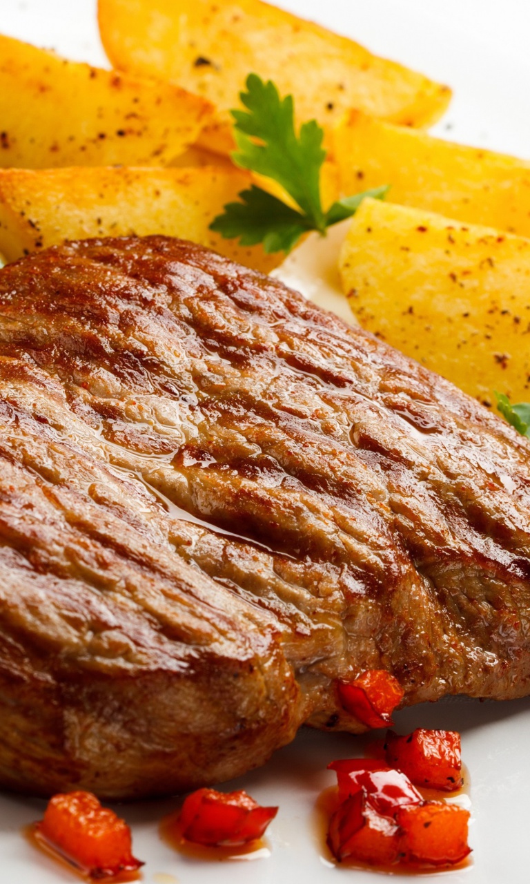 Fondo de pantalla Steak and potatoes 768x1280