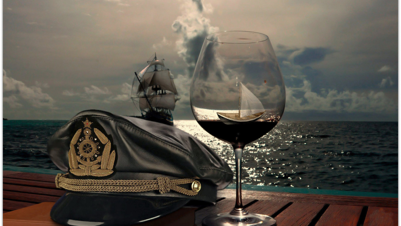 Screenshot №1 pro téma Ships In Sea And In Wine Glass 1280x720