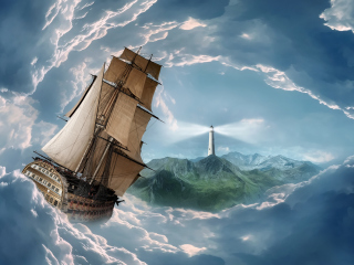 Das Big Ship In Storm Wallpaper 320x240