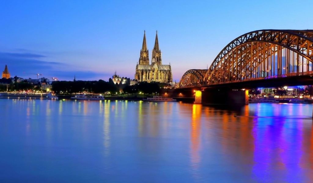 Обои Cologne Cathedral HDR 1024x600