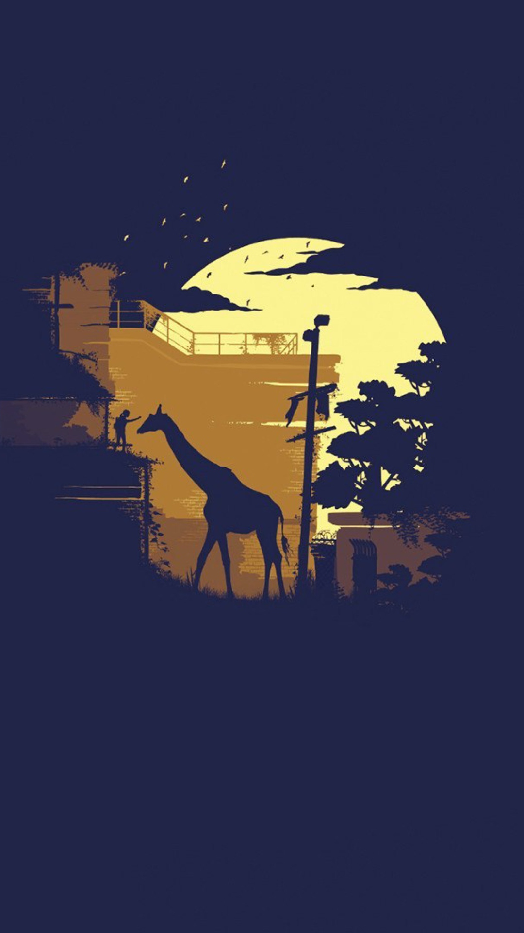 Giraffe Illustration wallpaper 1080x1920
