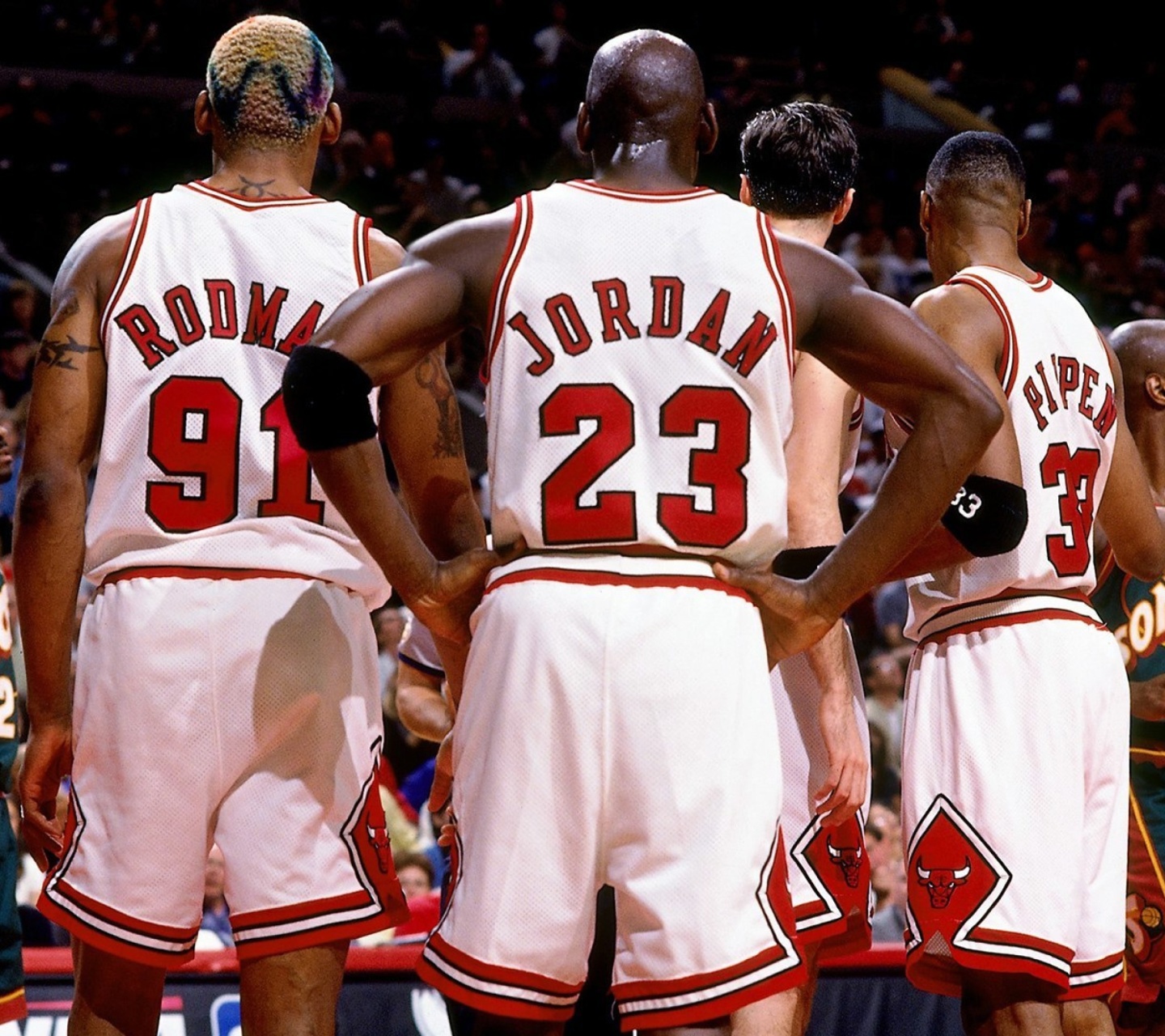 Fondo de pantalla Chicago Bulls with Jordan, Pippen, Rodman 1440x1280