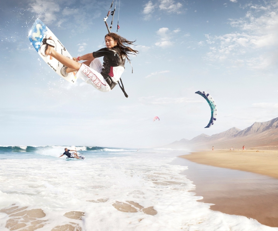 Das Kitesurf Girl Wallpaper 960x800