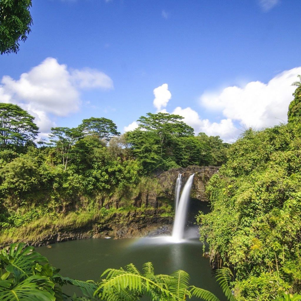 Fondo de pantalla Waimoku Hawaii Waterfall 1024x1024