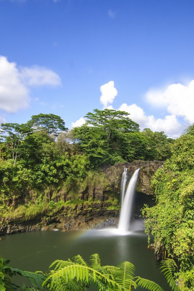 Fondo de pantalla Waimoku Hawaii Waterfall 640x960