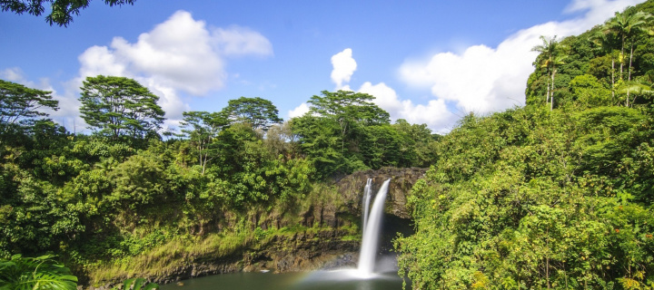 Fondo de pantalla Waimoku Hawaii Waterfall 720x320