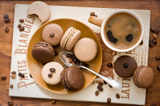 Chocolate And Coffee Macarons Wallpaper for Android, iPhone and iPad