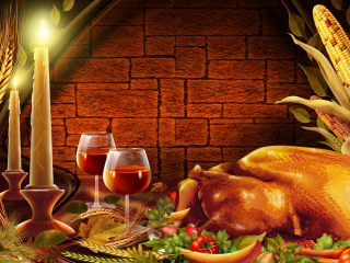 Das Thanksgiving Dinner Wallpaper 320x240
