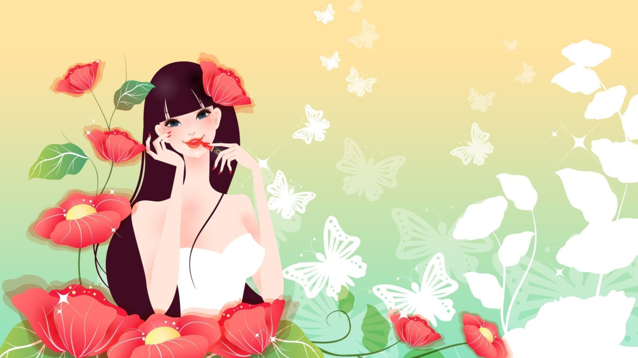 Screenshot №1 pro téma Flower Girl Drawing 1280x720
