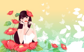 Flower Girl Drawing - Obrázkek zdarma pro Widescreen Desktop PC 1440x900