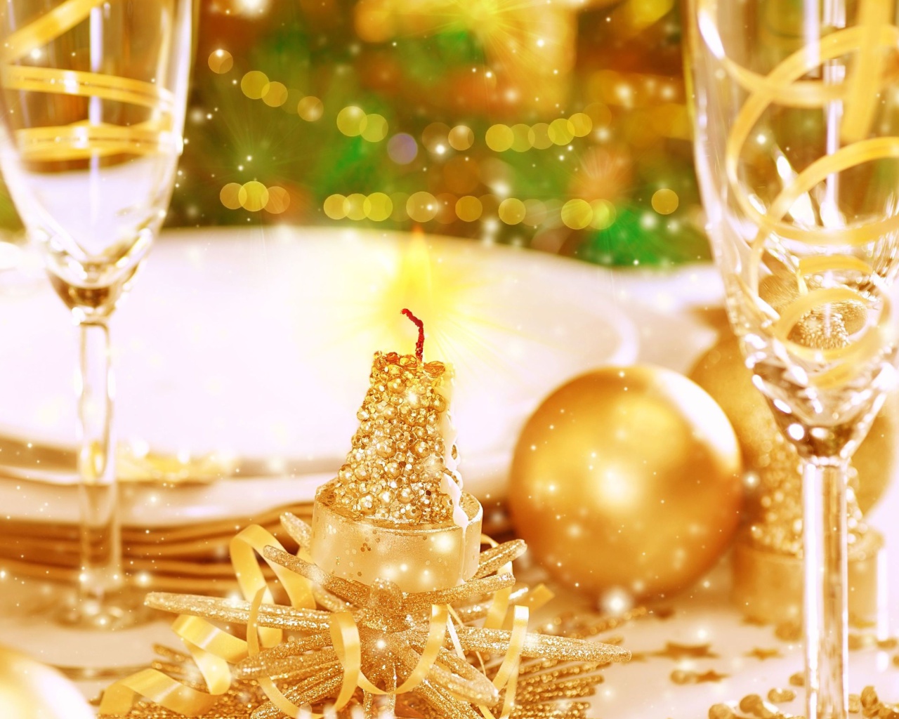 Screenshot №1 pro téma Gold Christmas Decorations 1280x1024