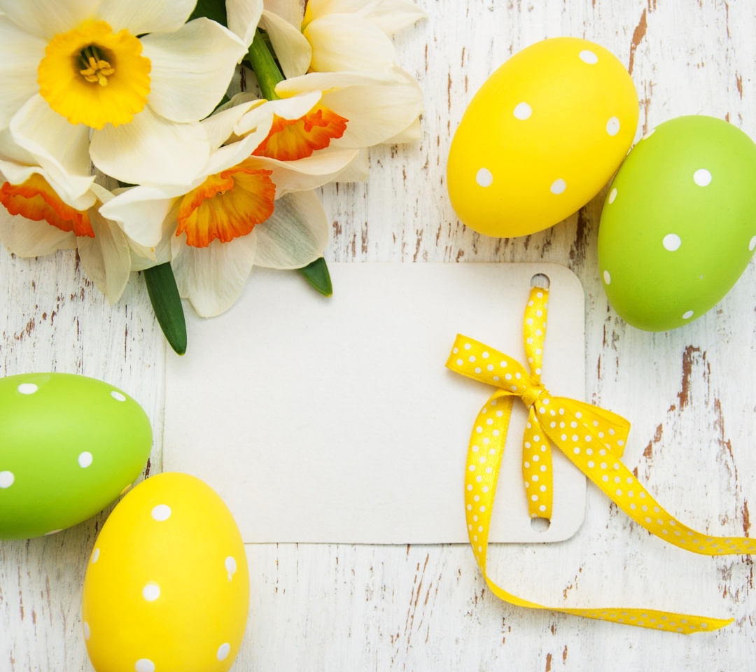 Обои Easter Yellow Eggs Nest 1080x960