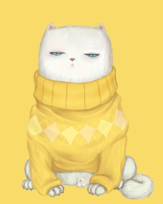 White Cat In Yellow Sweater - Obrázkek zdarma pro 128x160