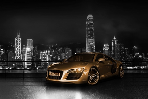 Fondo de pantalla Gold And Black Luxury Audi 480x320