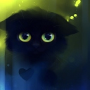 Screenshot №1 pro téma Black Cat And Heart 128x128