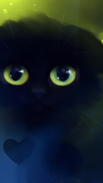 Fondo de pantalla Black Cat And Heart 360x640