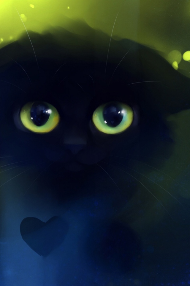 Screenshot №1 pro téma Black Cat And Heart 640x960