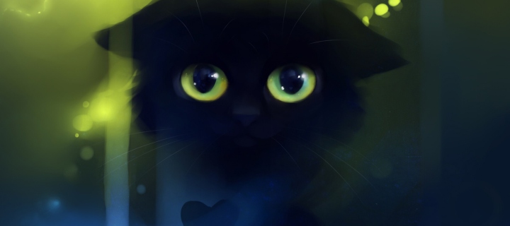 Screenshot №1 pro téma Black Cat And Heart 720x320