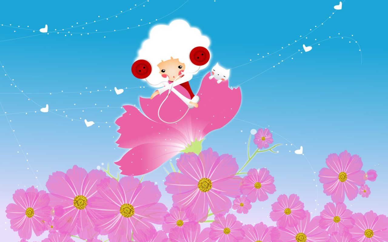 Screenshot №1 pro téma Flower Friends 1280x800