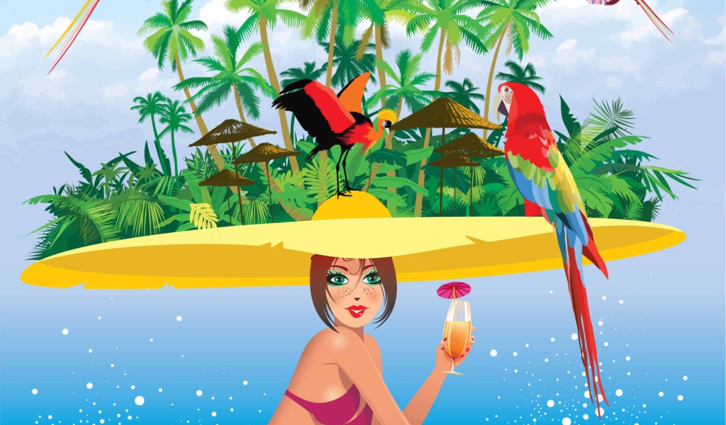 Sfondi Tropical Girl Art 1024x600