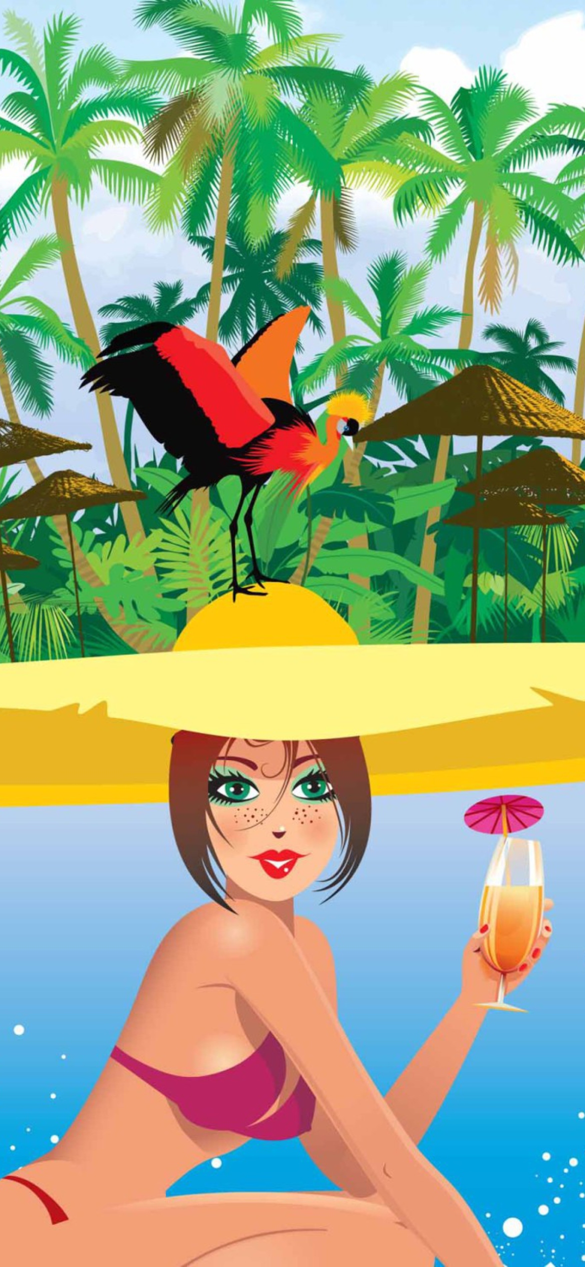 Fondo de pantalla Tropical Girl Art 1170x2532
