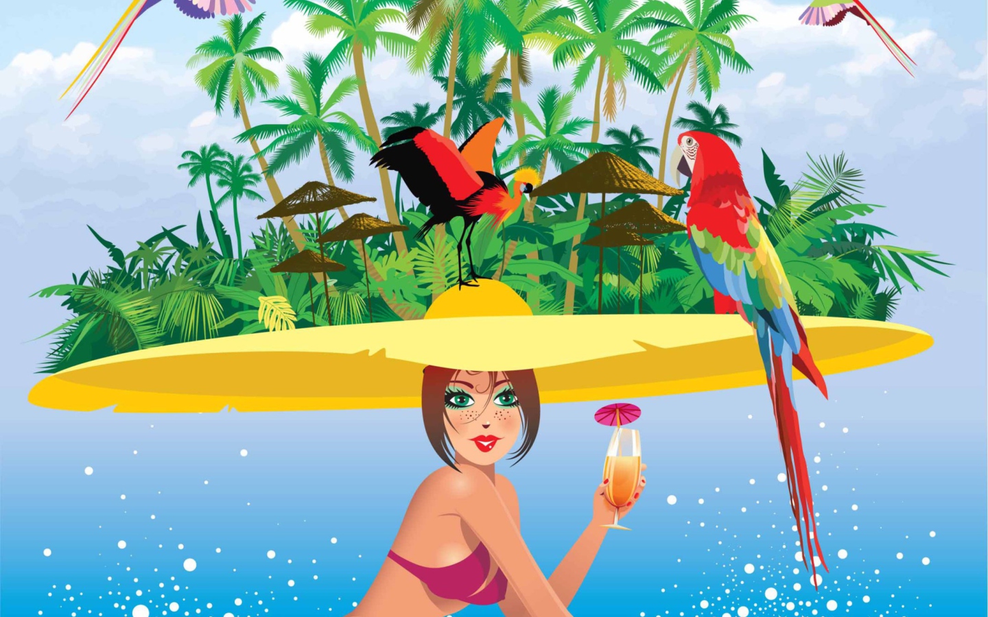 Fondo de pantalla Tropical Girl Art 1440x900
