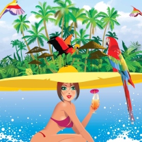 Fondo de pantalla Tropical Girl Art 208x208