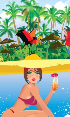 Fondo de pantalla Tropical Girl Art 240x400