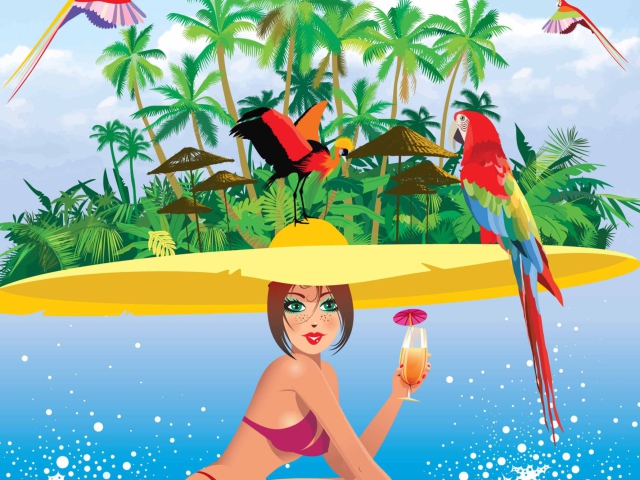 Fondo de pantalla Tropical Girl Art 640x480