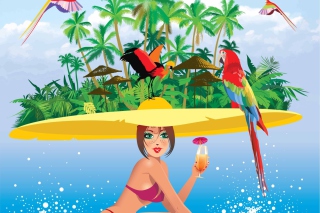Tropical Girl Art Background for Android, iPhone and iPad