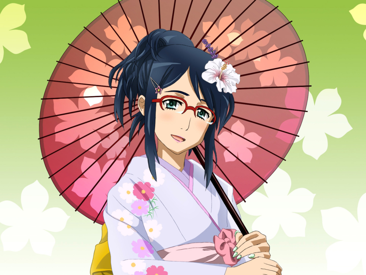 Anime Girl in Kimono wallpaper 1400x1050