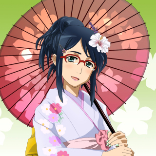 Anime Girl in Kimono - Obrázkek zdarma pro 208x208