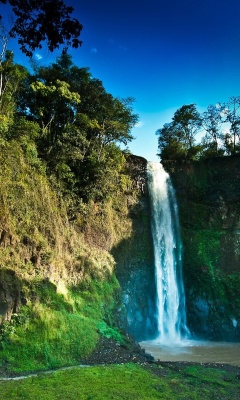 Fondo de pantalla Rocks with Waterfall 240x400