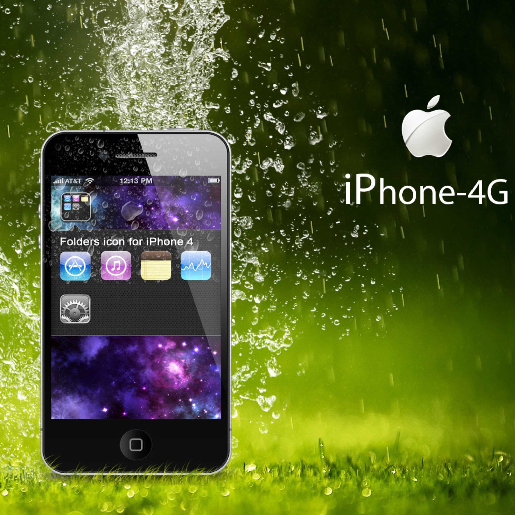 Fondo de pantalla Rain Drops iPhone 4G 2048x2048