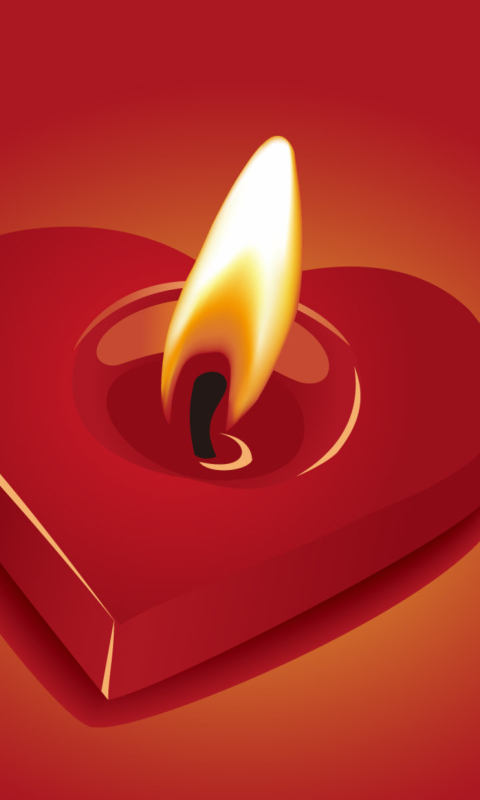 Обои Heart Candle 480x800