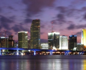 Das Miami Skyline Dusk Wallpaper 176x144