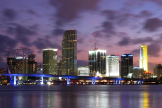 Miami Skyline Dusk - Obrázkek zdarma pro Desktop Netbook 1024x600