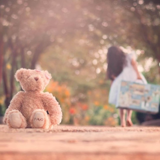Kostenloses Teddy Bear Left Alone On Road Wallpaper für iPad mini