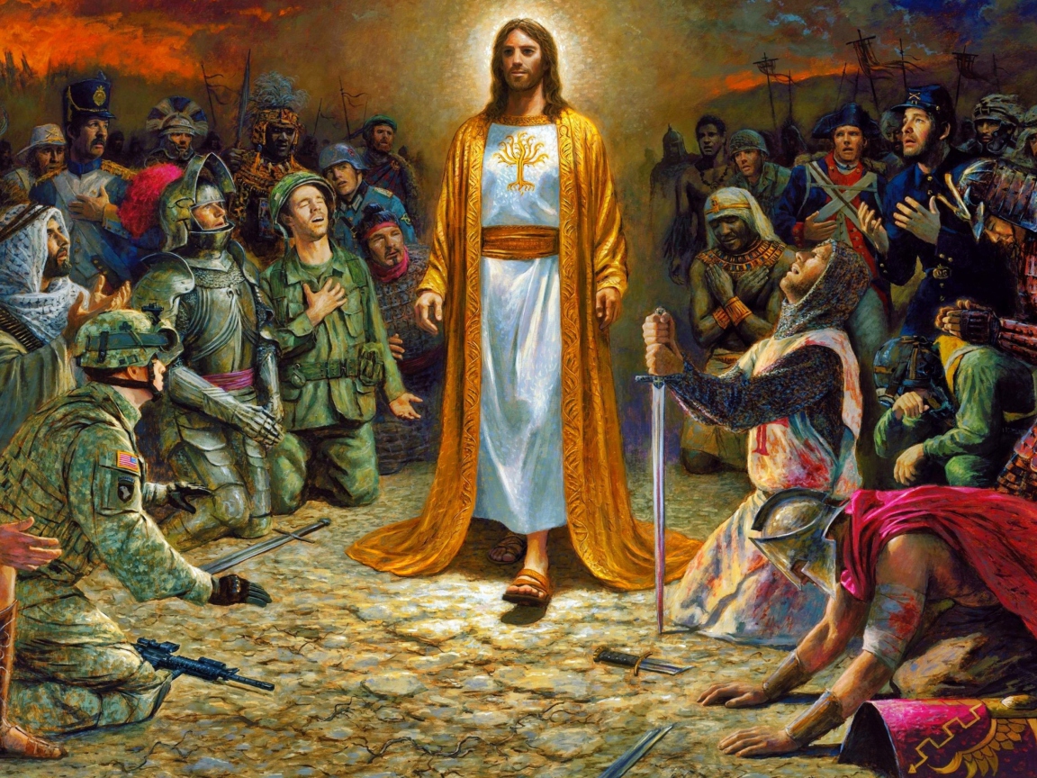Soldiers & Jesus wallpaper 1152x864