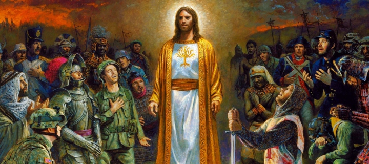 Fondo de pantalla Soldiers & Jesus 720x320