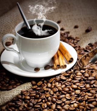 Cup Of Hot Coffee And Cinnamon Sticks - Obrázkek zdarma pro 480x640