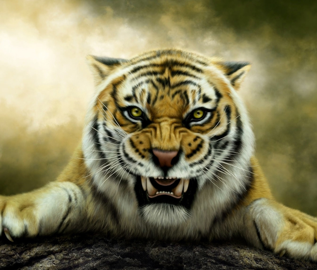 Fondo de pantalla Angry Tiger HD 1200x1024