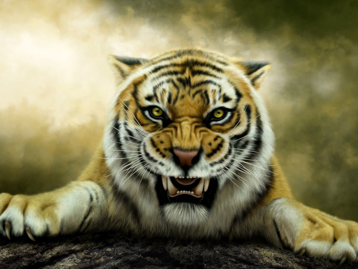 Обои Angry Tiger HD 1400x1050