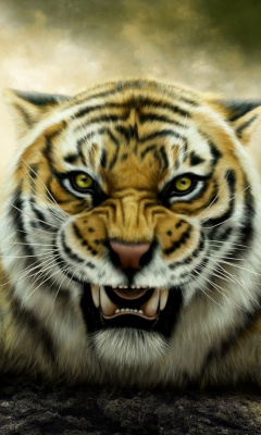Angry Tiger HD wallpaper 240x400