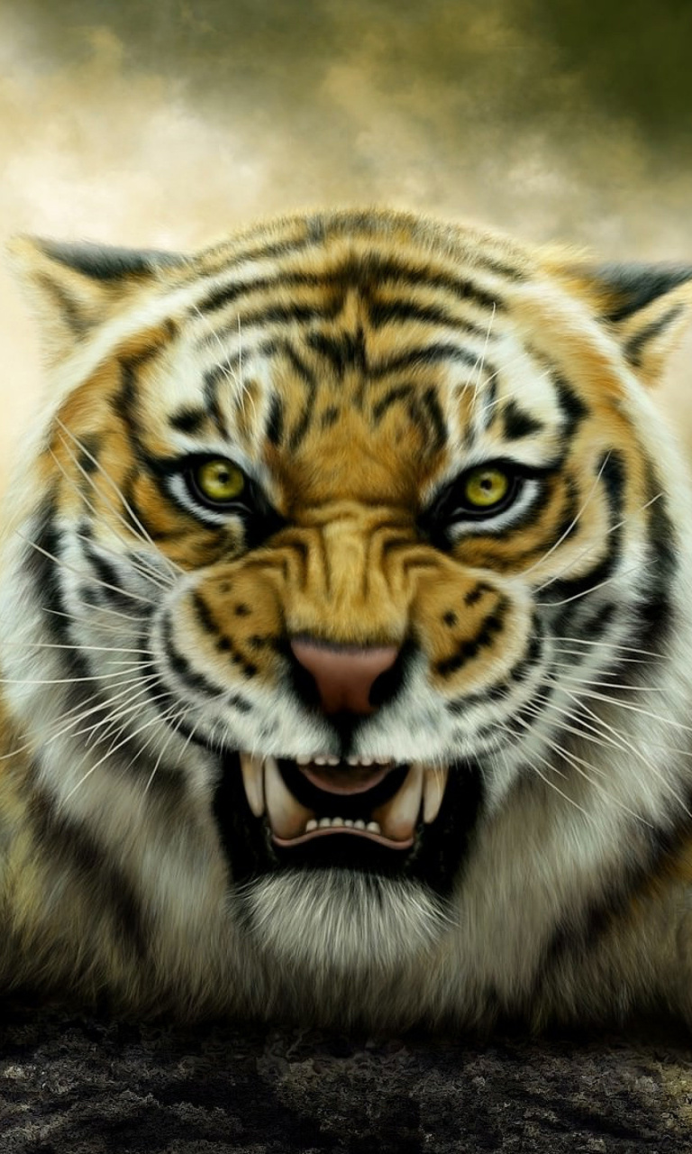 Fondo de pantalla Angry Tiger HD 768x1280