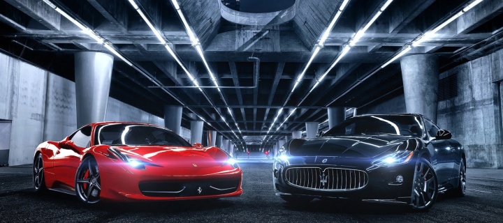 Ferrari compare Maserati wallpaper 720x320