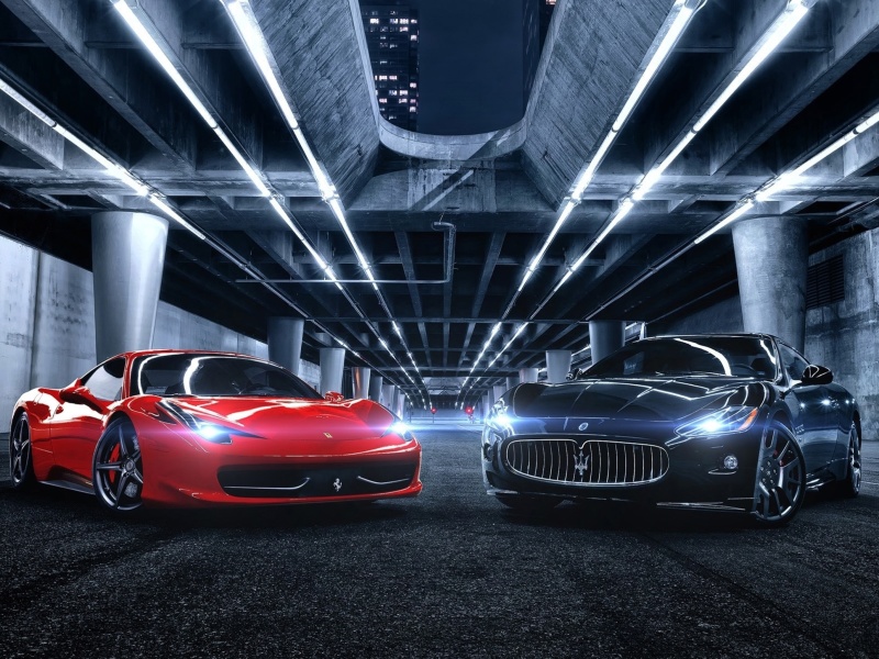 Fondo de pantalla Ferrari compare Maserati 800x600