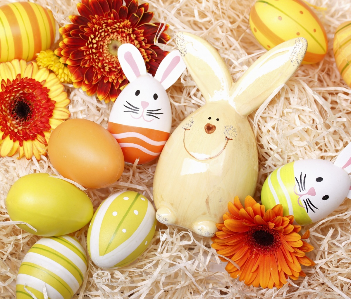 Fondo de pantalla Easter Eggs Decoration with Hare 1200x1024