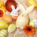 Обои Easter Eggs Decoration with Hare 128x128